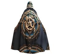 POEZJZW Cool Steampunk Gears Pattern Hooded Cloak Robe Costume For Adult Men Women Christmas Hoodies Cape Cosplay Costumes