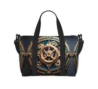 Poezjzw Cool Steampunk Gears Travel Duffle Bag Weekender Carry On Tote Bags For Women Hospital Bags For Labor And Delivery Overnight Luggage Bag, Black, One Size, Black, One Size