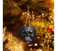 Poezjzw Copper-Colored Skull Pattern Ceramic Christmas Ornament Heart Hanging Pendant Gifts For Xmas Holidays, Ornaments For Home Decor