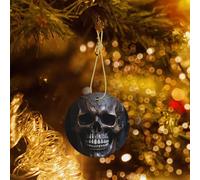 Poezjzw Copper-Colored Skull Pattern Ceramic Christmas Ornament Round Hanging Pendant Gifts For Xmas Holidays, Ornaments For Home Decor