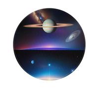 POEZJZW Cosmic Saturn Pattern Round Mouse Pad Desktop Protection Mat with Non-Slip Rubber Base 7.9Ã-7.9 in for Home and Office