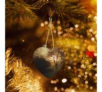 Poezjzw Countryside Farm Pattern Christmas Heart Shape Ceramic Ornaments Christmas Tree Hanging Home Decoration Gatherings Souvenirs