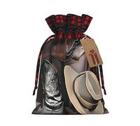 POEZJZW Cowboy Black Hat Western Boots Drawstring Gift Bag Snack Bag Candy Bag, Perfect For Celebration Christmas Birthdays, Parties Etc