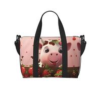 Poezjzw Cows And Strawberries Travel Duffle Bag Weekender Carry On Tote Bags For Women Hospital Bags For Labor And Delivery Overnight Luggage Bag, Black, One Size, Black, One Size