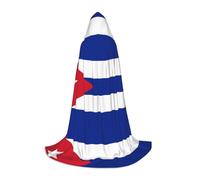POEZJZW Cuban Flag Pattern Hooded Robe Cloak Long Cape Halloween Cosplay Costume Hoodies Cape Unisex Large