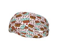 Poezjzw Cupcake And Muffin Pattern Sports Headband Suitable For Running Yoga Running Cycling Elastic Moisture Band