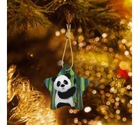 Poezjzw Curious Baby Panda Pattern Christmas Star Ceramic Ornaments Christmas Tree Hanging Home Decoration Gatherings Souvenirs