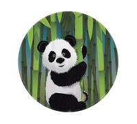 POEZJZW Curious Baby Panda Pattern Round Non-Slip Rubber Base Small Mouse Pad Suitable For Games Computer Laptop 7.9x7.9 In