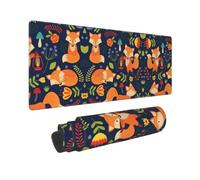 Poezjzw Cute Animal Fox Flower Long Gaming Mouse Pad Large Desk Pad Keyboard Mat with Stitched Edges for Gaming and Office 31.5 X 11.8 in
