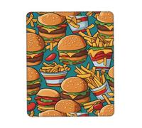 POEZJZW Cute Burger Fries Pattern Mouse Pad, Portable Office Non-Slip Rubber Base Wireless Mouse Pad for Office Laptop Computer Pc 7.9 X 9.5 in