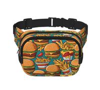 Poezjzw Cute Burger Fries Travel Waist Bag Suitable For Running, Cycling And Outdoor Adventures, Store Mobile Phones And Credit Cards, Black, One Size, Black, One Size