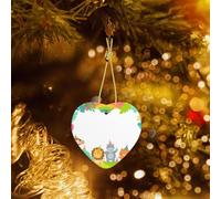 Poezjzw Cute Cartoon Animals Pattern Christmas Heart Shape Ceramic Ornaments Christmas Tree Hanging Home Decoration Gatherings Souvenirs