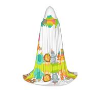 POEZJZW Cute Cartoon Animals Pattern Teenager Hooded Cloak Cloak Women Men Halloween Costume Masquerade Cosplay Costume Christmas Party Robe S
