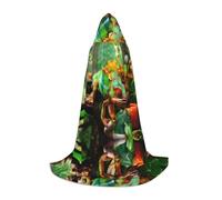 POEZJZW Cute Chameleon Pattern Teenager Hooded Cloak Cloak Women Men Halloween Costume Masquerade Cosplay Costume Christmas Party Robe S