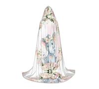 POEZJZW Cute Elephant Pattern Teenager Hooded Cloak Cloak Women Men Halloween Costume Masquerade Cosplay Costume Christmas Party Robe S