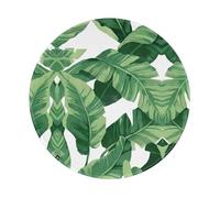 POEZJZW Cute Green Palm Leaves Pattern Round Non-Slip Rubber Base Small Mouse Pad Suitable For Games Computer Laptop 7.9x7.9 In