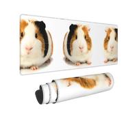 Poezjzw Cute Guinea Pig Long Gaming Mouse Pad Large Desk Pad Keyboard Mat with Stitched Edges for Gaming and Office 31.5 X 11.8 in