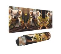 Poezjzw Cute Koala Plant Long Gaming Mouse Pad Large Desk Pad Keyboard Mat with Stitched Edges for Gaming and Office 31.5 X 11.8 in