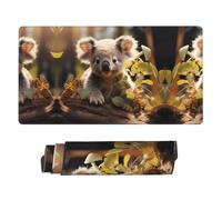 Poezjzw Cute Koala Plant Long Gaming Mouse Pad Large Desk Pad Keyboard Mat with Stitched Edges for Gaming and Office 16x29.5in