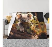 POEZJZW Cute Koala Plant Pattern Flannel Blanket 60"X50" Blanket For Super Soft Plush For Sofa Bed Couch Camping, And Travel