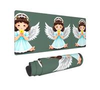 Poezjzw Cute Little Angel Long Gaming Mouse Pad Large Desk Pad Keyboard Mat with Stitched Edges for Gaming and Office 31.5 X 11.8 in