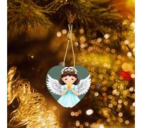 Poezjzw Cute Little Angel Pattern Ceramic Christmas Ornament Heart Hanging Pendant Gifts For Xmas Holidays, Ornaments For Home Decor