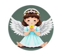 POEZJZW Cute Little Angel Pattern Round Mouse Mat, Cute Mouse Pad, Non-Slip Rubber Base With Stitched Edge, Small Size 7.9 X 7.9 Inch
