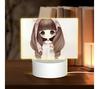 POEZJZW Cute Little Girl Pattern Rectangular Acrylic Night Light Touch Switch Accent for Bookshelves Desks Nightstands