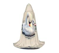 POEZJZW Cute Little Swan Pattern Hooded Cloak Robe Costume Cloak For Adult Men Women Christmas Hoodies Cape Cosplay Costumes M