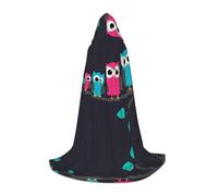 POEZJZW Cute Owls Pattern Men Women Cloak With Hood Adult Cape With Hood Renaissance Halloween Witch Costume Wizard Cloak S