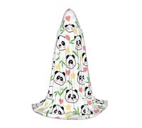 POEZJZW Cute Panda Bamboo Star Pattern Men Women Cloak With Hood Adult Cape With Hood Renaissance Halloween Witch Costume Wizard Cloak L