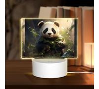 POEZJZW Cute Panda Plant Pattern Rectangle Acrylic Night Light with USB Cable Adjustable 3 Colors for Restaurant Bar Cafe