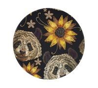 POEZJZW Cute Panda Sunflower Pattern Round Non-Slip Rubber Base Small Mouse Pad Suitable For Games Computer Laptop 7.9x7.9 In