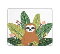 Poezjzw Cute Sloth & Leaves Pattern Mouse Pad Office Laptop Computer Desk Wireless Mouse Non Slip Rubber Base Washable 7 X 8.6 in Keyboard Pad