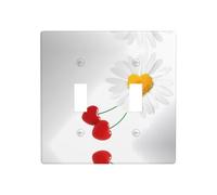 Poezjzw Daisy Heart Love Romance Pattern Wall Plate Outlet Cover Decorative Wall Plate Size 4.5X 4.5in Double Toggle Outlet Light Switch Cover