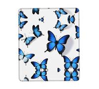 POEZJZW Dark Blue Butterfly Pattern Mouse Pad Non-Slip Rubber Stitched Edges Waterproof Gaming Mouse Mat for Desk Gaming Work Wireless Mice 10 X 12 Inch