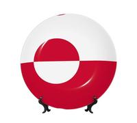 POEZJZW Decorative Plates Greenland Flag Pattern Decoration For Home Office Craft Ornaments Plates 1 Plate 1 Display Stand 8in