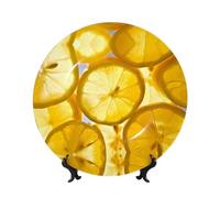 POEZJZW Decorative Plates Lemon Slices Pattern Decoration for Home Office Craft Ornaments Study and Entryway Plates 7in