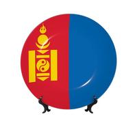 POEZJZW Decorative Plates Mongolian Flag Pattern Decoration For Home Office Craft Ornaments Plates 1 Plate 1 Display Stand 7in