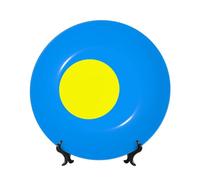 POEZJZW Decorative Plates Palauan Flag Pattern Decoration for Home Office Craft Ornaments Study and Entryway Plates 10in