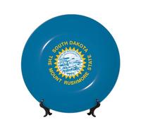 POEZJZW Decorative Plates South Dakota Flag Pattern Decoration for Home Office Craft Ornaments Study and Entryway Plates 6in