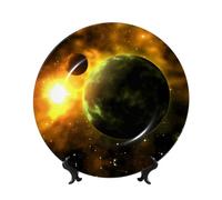POEZJZW Decorative Plates Space Planet Pattern Decoration for Home Office Craft Ornaments Study and Entryway Plates 10in