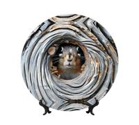 POEZJZW Decorative Plates Squirrel Looking Pattern Decoration for Home Office Craft Ornaments Study and Entryway Plates 8in