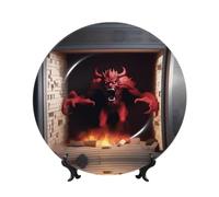POEZJZW Decorative Plates Wall Breaking Demon Pattern Decoration for Home Office Craft Ornaments Study and Entryway Plates 7in
