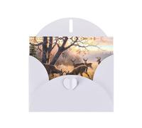 POEZJZW Deer Hunting Patterned Pearl Paper Blank Greeting Card Suitable For Birthday Wedding Party Invitation With White Envelope