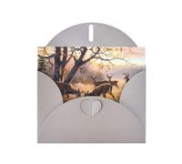 POEZJZW Deer Hunting Patterned Pearl Paper Blank Greeting Card Suitable For Birthday Wedding Party Invitation With Gray Envelope