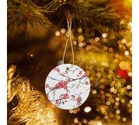 Poezjzw Delicate Cherry Blossoms Pattern Ceramic Round-Shaped Christmas Tree Ornaments, Family New Year Home Souvenirs For Gatherings