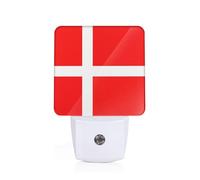 POEZJZW Denmark Danish Flag Pattern Led Night Light Plug Into Wall with Dusk to Dawn Sensors, Warm for Bedroom Bathroom Hallway Kitchen