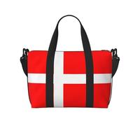 Poezjzw Denmark Danish Flag Travel Duffel Bag Tote Carry On Luggage Bag Water Resistant Weekender Overnight Bags For Foldable, Black, One Size