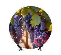 POEZJZW Desert Grapes Pattern Decorative Plate, 10in,Microwave/Oven/Dishwasher Safe, Scratch Resistant, for Living Room Decor, Entryway Art, Gift for Home